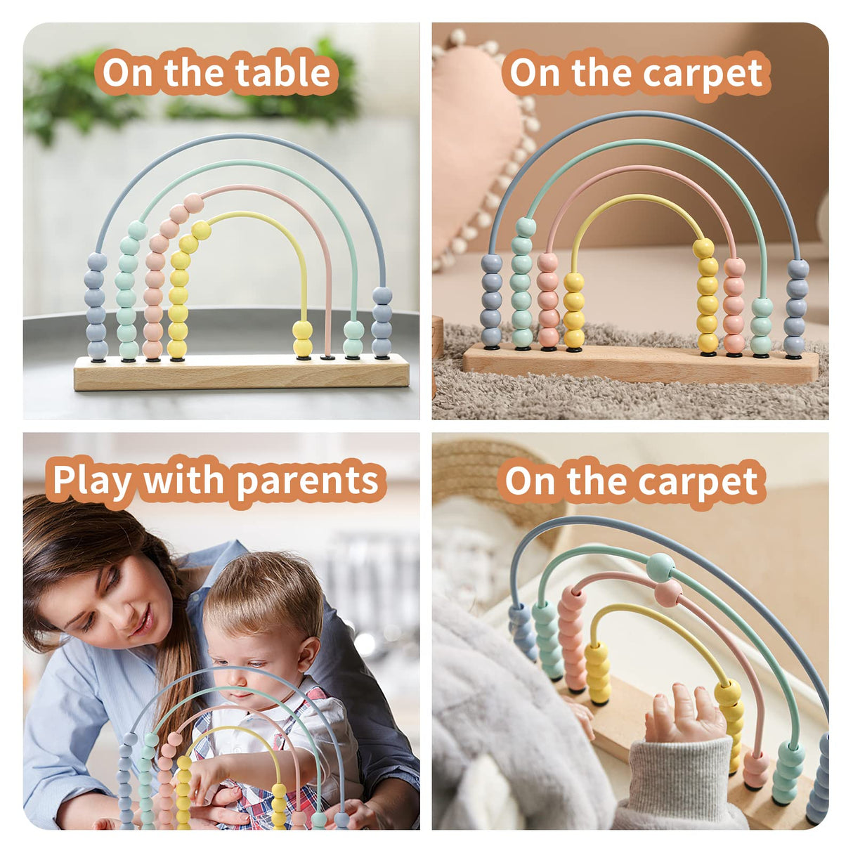 ibwaae Wooden Rainbow Abacus Beads Counting Toys Kids Early Math Skills Montessori Educational Learning Games for Toddler ibwaae