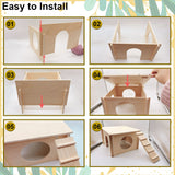 kathson Guinea Pig Hideout, Small Animal Hideaway Wooden House with Window and Ladder, Suitable for Hamsters, Chinchillas Small Animals kathson