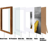 12x12 Picture Frames Solid Wood Display Pictures 10x10 or 8x8 with Mat or 12x12 without Mat - 12x12 Inch Square Photo Frames with 2 Mats for Wall or Tiblue