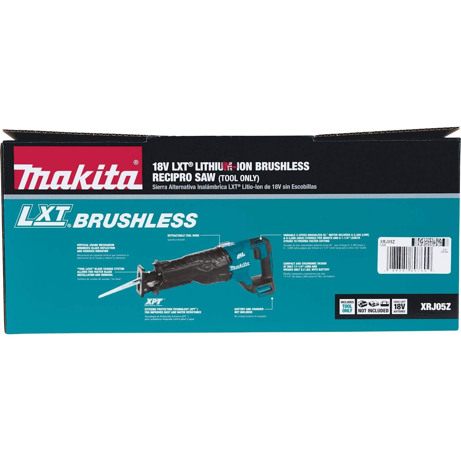 Makita XRJ05Z 18V LXT Lithium-Ion Brushless Cordless Recipro Saw, Tool Only - WoodArtSupply