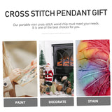 COHEALI 10 Pcs Cross Stitch Wood Pieces Necklace Kit Natural Wood Slices Pendant Necklace Locket Small Embroidery Hoops DIY Cross Stitch Chip COHEALI