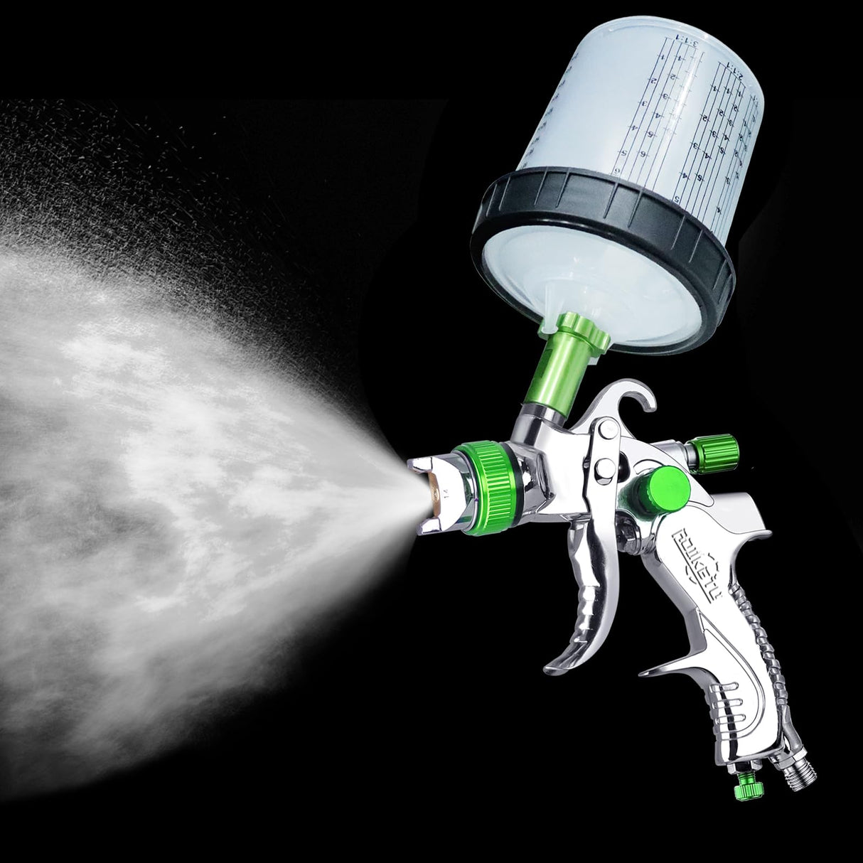 ROIKETU HVLP Paint Sprayer with 10pcs 600ML Mixing Quick Cup,Spray Paint Gun Set Contain 3 Nozzles 1.4/1.7/2mm &Pressure Gauge for Car ROIKETU