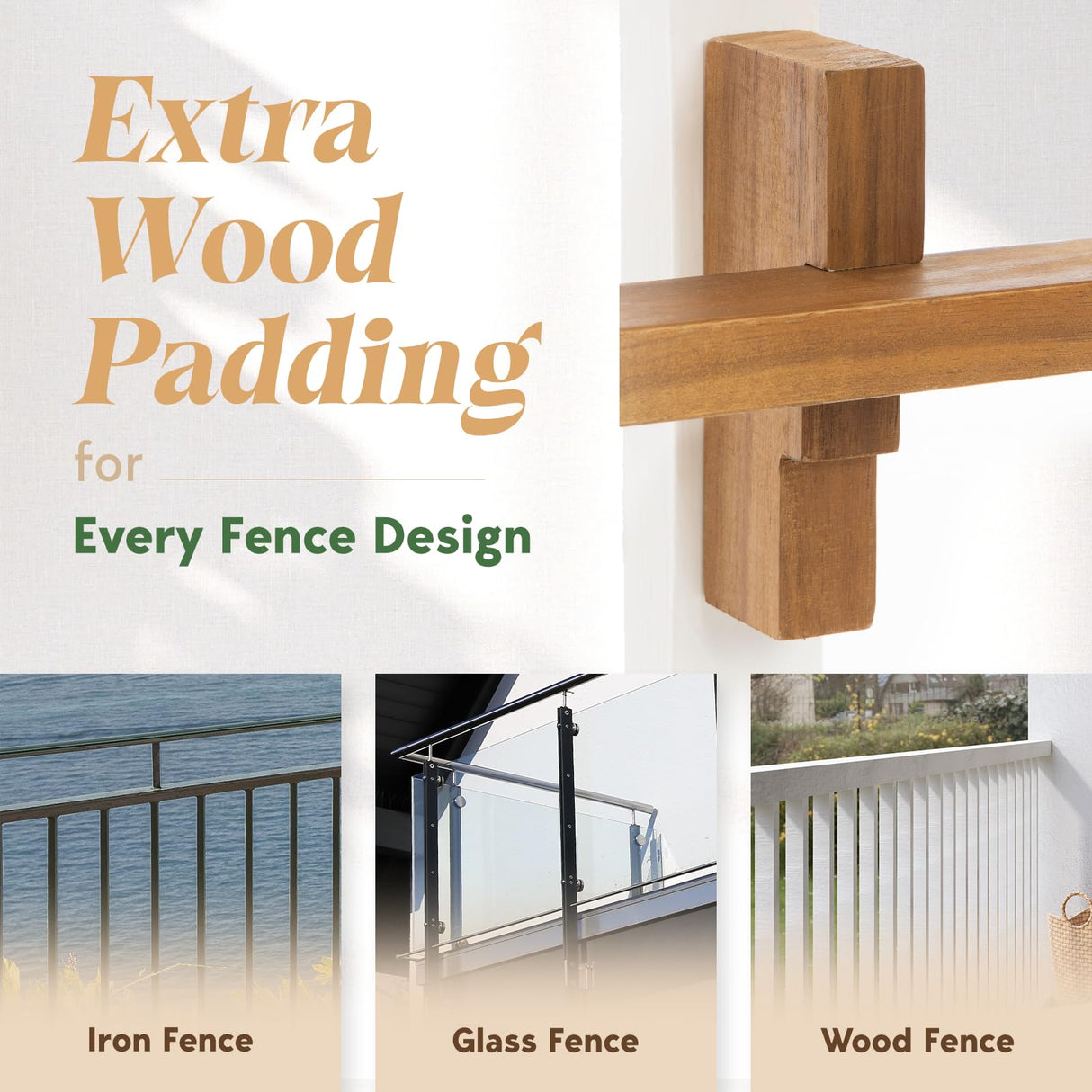 Idzo FSC Acacia Wood Folding Balcony Bar Table for Railings, Adjustable Height & Width, Teak Brush Finish Durable Against Weather, Ideal Spacious IDZO