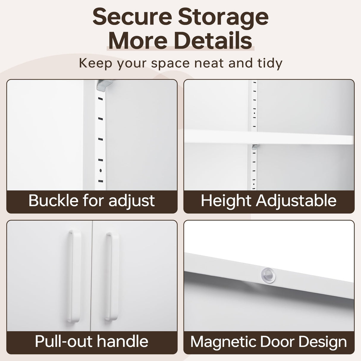 AFAIF Metal Storage Cabinet with Lock,71" White Garage Cabinet with 2 Doors and 5 Adjustable Shelves, Steel Locking Cabinets Tall Tool Storage AFAIF