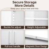 AFAIF Metal Storage Cabinet with Lock,71" White Garage Cabinet with 2 Doors and 5 Adjustable Shelves, Steel Locking Cabinets Tall Tool Storage AFAIF