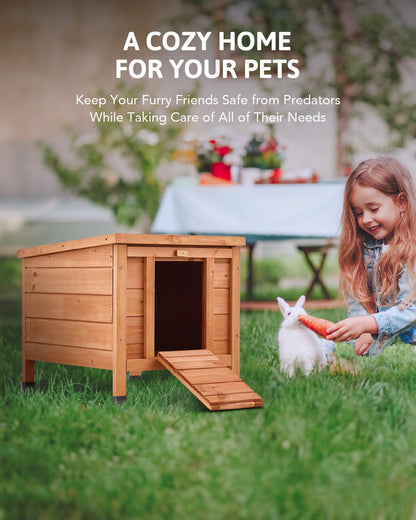 CO-Z Outdoor Cat House, Weatherproof Rabbit Hutch Hideout Indoor Bunny Cage, Wooden Outside Shelter for Feral Cats, Rabbits, Chicken, Small Animal,