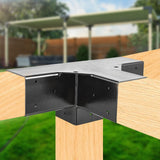 FMhotu 4x4 Pergola Brackets Kit, Glossy Black Steel 4 Way Right Angle Corner Bracket for 4x4 Wood Beams (Actual Size: 3.5×3.5inch), Post Base FMhotu