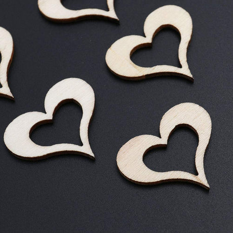 Amosfun Wooden Heart Slice Hollow Love Hanging Tags DIY Craft Embellishments Decoration for Wedding Gift 50Pcs Amosfun