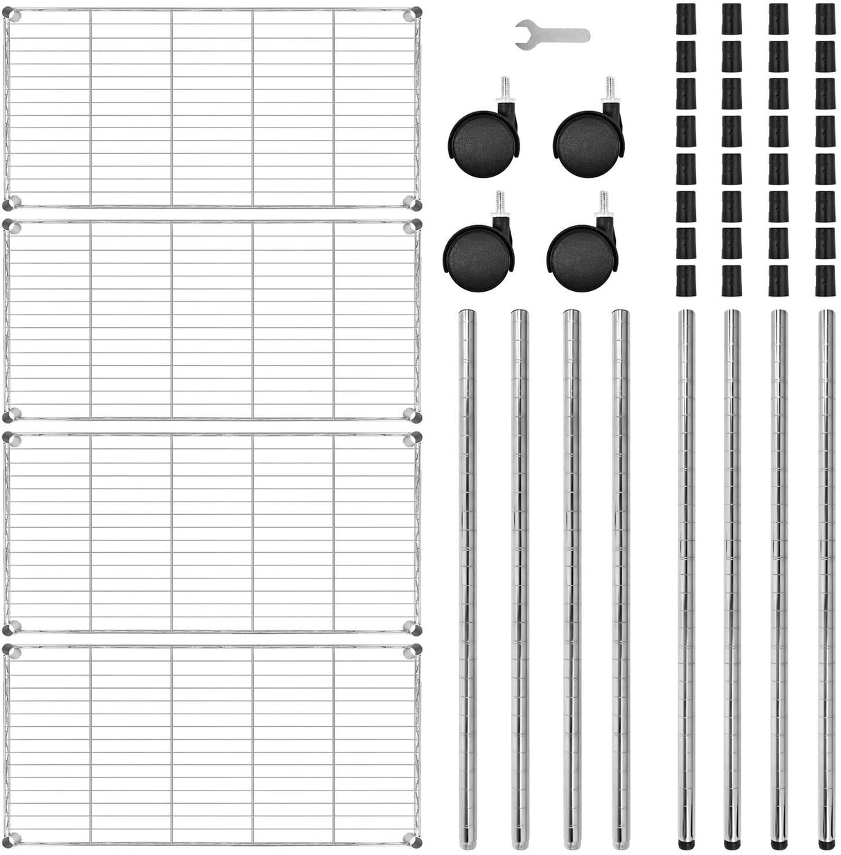 YSSOA 4-Tier Heavy Duty Storage Shelving Unit 1000Lb Capacity,Chrome,35.43" D x 17.72" W x 61.02" H inch YSSOA