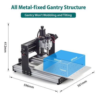 AnoleX CNC Router Machine 3030-Evo Pro, All-Metal XYZ Axis Dual Steel Linear Guides with 300W Spindle, Z-Probe, Limit Switches, E-Stop, ideal for - WoodArtSupply