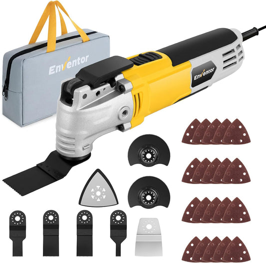 ENVENTOR Oscillating Tool, 2.5Amp Electric Oscillating Multi Tool Kit Corded, 6 Variable Speeds, 3° Oscillating Angle Oscillating Saw with 28pcs Saw - WoodArtSupply