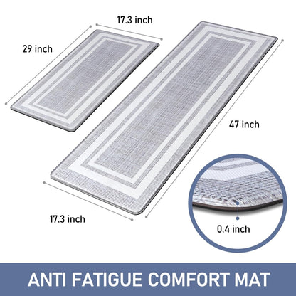 WEZVIX Anti Fatigue Kitchen Floor Cushioned Standing Mat Set, 1/2 Inch Thick Non Skid Waterproof PVC Memory Mats for Floor Sink Office Laundry, White - WoodArtSupply