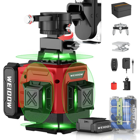 16 Lines Laser Level 360 Self Leveling - Accurate 4×360 Laser Level Line Tool for Easy Measurements - Ideal for Professionals - Durable and WEIDDW