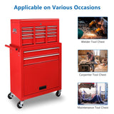 TUFFIOM 8-Drawer Rolling Tool Chest w/Lock & Key, Tool Storage Cabinet w/Wheels, Detachable Top, Drawers & Side Hooks, Mechanic Tool Organizer Box TUFFIOM