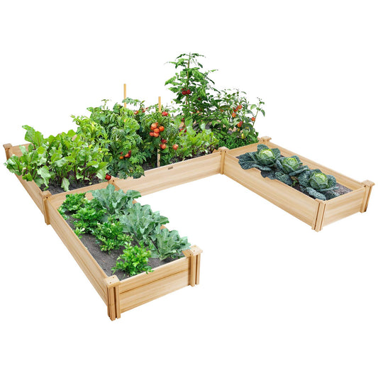 Giantex U-Shaped Raised Garden Bed, Wood Raised Garden Planter Box for Vegetables and Flowers, Easy Assembly, Garden Container for Backyard, Patio,