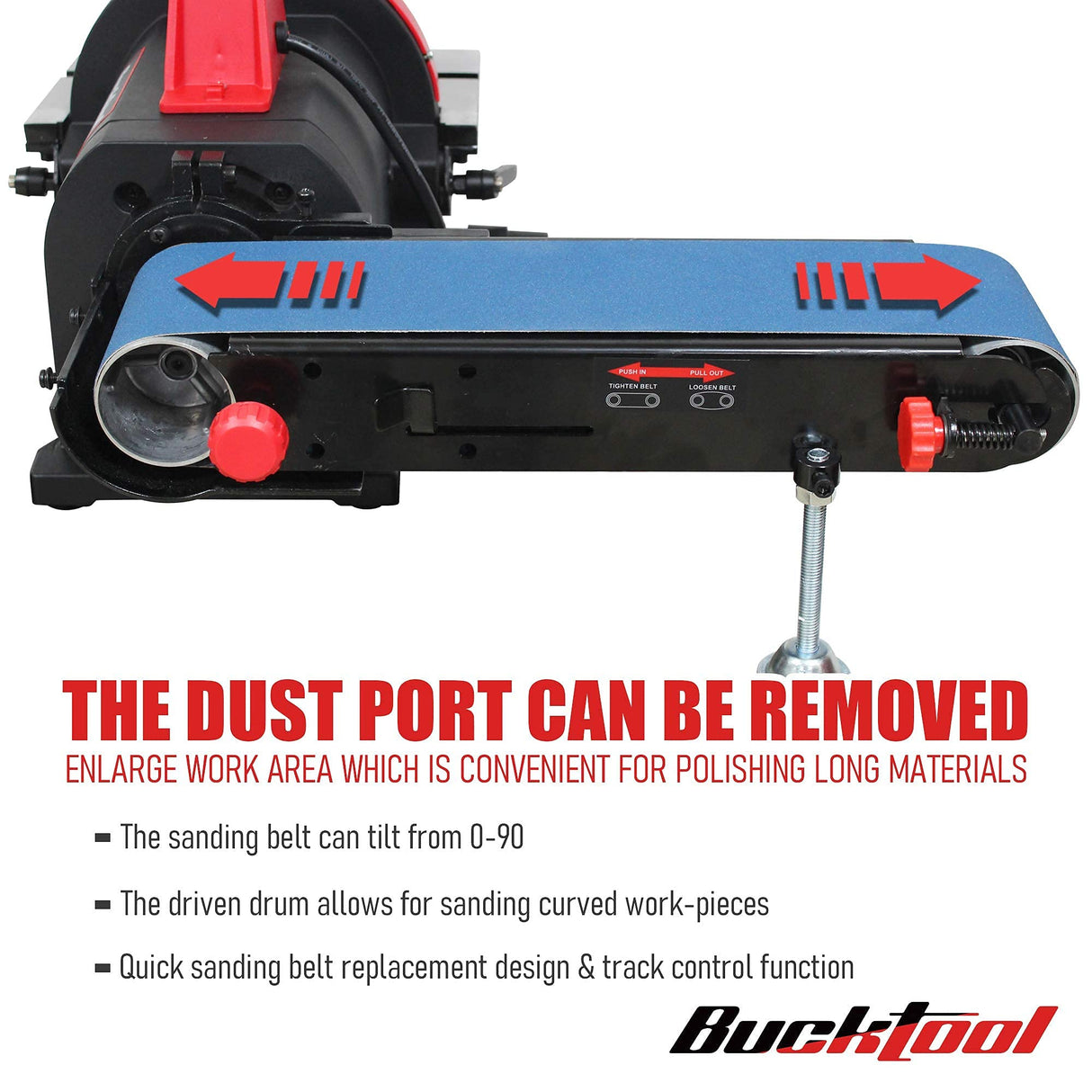 BUCKTOOL Professional Bench Belt Sander for Metal 4 in. x 36 in. Belt and 8 in. Disc Sander with 1HP Direct-drive Motor, BD4802 Bucktool
