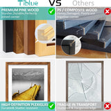 12x12 Picture Frames Solid Wood Display Pictures 10x10 or 8x8 with Mat or 12x12 without Mat - 12x12 Inch Square Photo Frames with 2 Mats for Wall or Tiblue