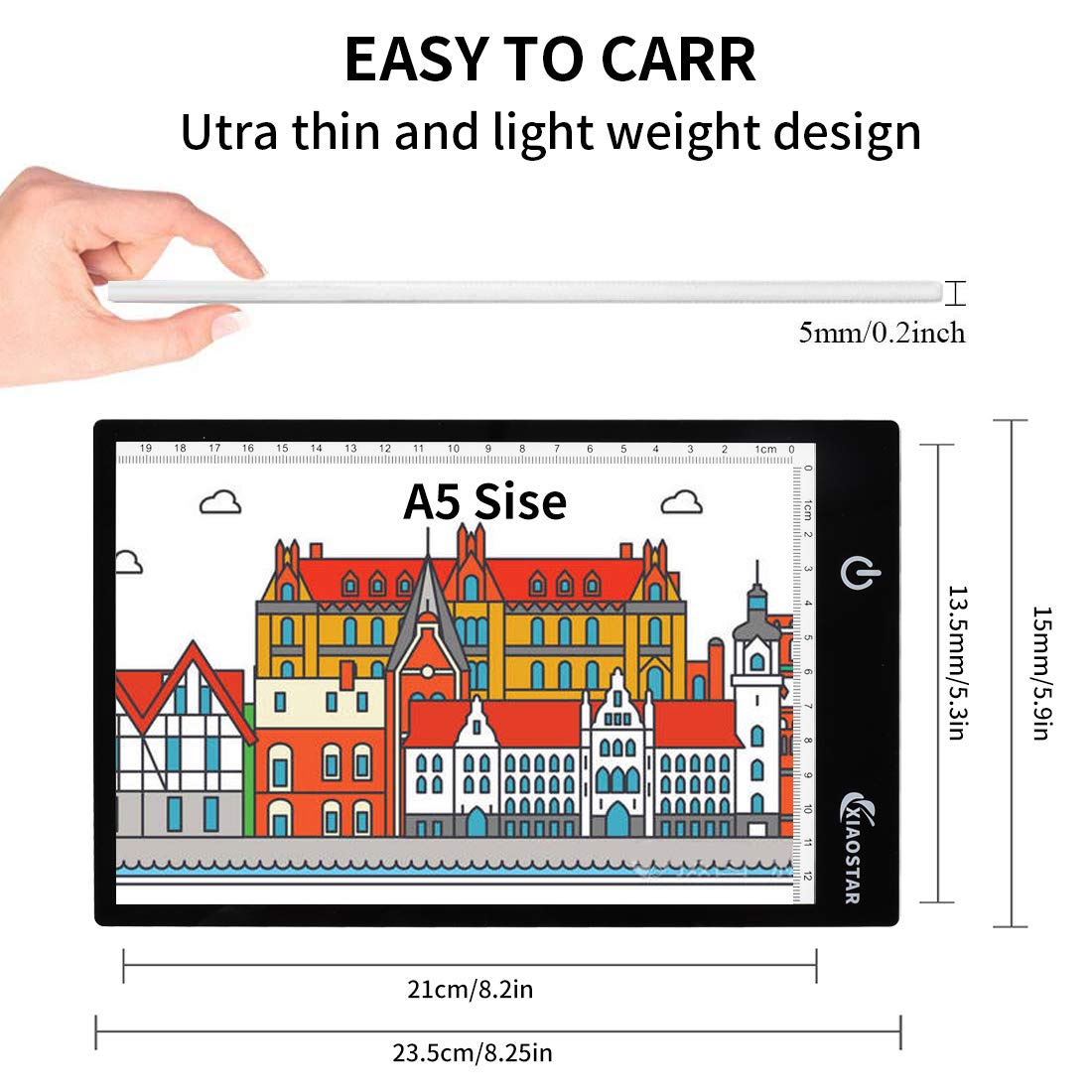 Light Box Drawing Pad, Tracing Board with Type-C Charge Cable and Brightness Adjustable for Artists, AnimationDrawing, Sketching, Animation, X-ray - WoodArtSupply