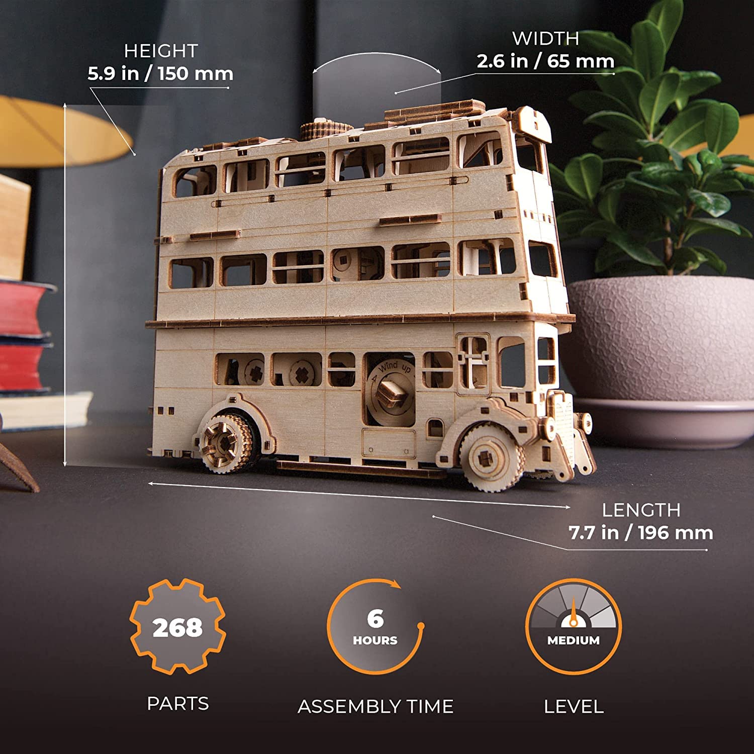 UGEARS Harry Potter Knight Bus - 3D Wooden Puzzles for Adults to Build - Wooden Bus Model Kits 3D Puzzles for Adults - Wooden Model Building DIY UGEARS