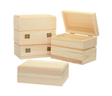 Cregugua 6-Pack Wooden Box Unfinished Rectangle Pine Wood Box for Crafts,Magnetic Hinged Lid (5.5 x 3.5 x 1.9 in) Cregugua
