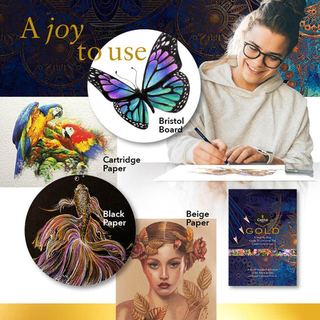 Castle Art Supplies Gold Standard 120 Coloring Pencils Set with Extras | Quality Oil-based Colored Cores Stay Sharper, Tougher Against Breakage | For Castle Art Supplies
