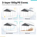 ADVANCE OUTDOOR Adjustable 10x20 ft Heavy Duty Carport Car Canopy Garage Boat Shelter Party Tent, Adjustable Peak Height from 9.5ft to 11ft, Gray ADVANCE OUTDOOR