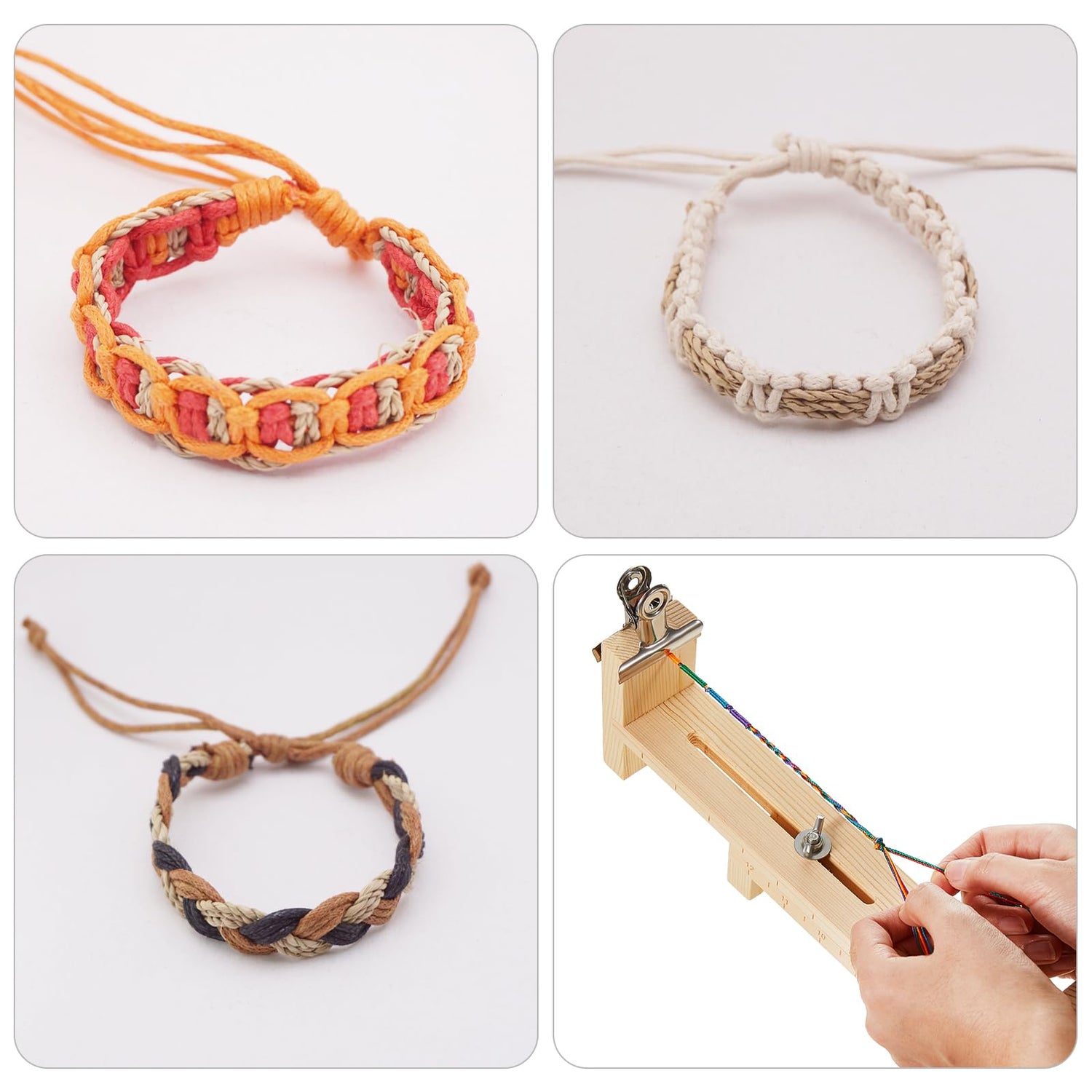 Burbell 2 Pcs Paracord Jig Bracelet Maker Adjustable U Shape Clear Scale Wood Bracelet Jig Kit DIY Hand Knitting Wristband Bracelet Braiding Kit with Burbell