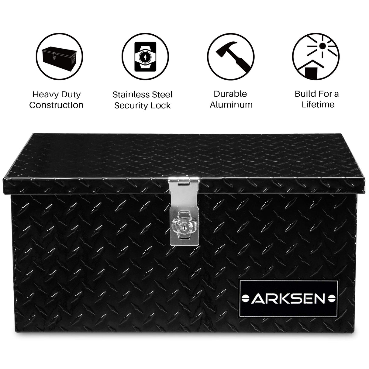 ARKSEN 20 Inch Heavy Duty Aluminum Diamond Plate Tool Box Chest Box Pick Up Truck Bed RV Trailer Toolbox Storage with Side Handle and Lock Keys – ARKSEN