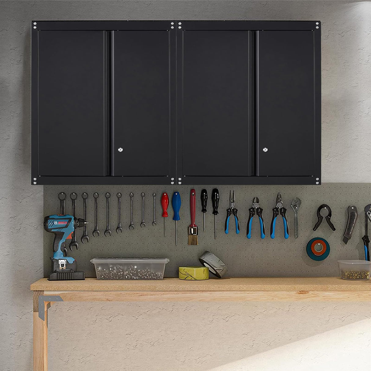 LUCYPAL Metal Wall Cabinets with Adjustable Shelve,Wall Mounted Storage Cabinet with Locking Doors,Steel Garage Storage Cabinet for LUCYPAL