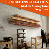 MOOMSINE Lumber Storage Rack Wall Mount, Heavy Duty Metal Wood Organizer with 6-Level Each Shelf Holds Up 200 Lbs, Indoor & Outdoor Use - 4pack MOOMSINE
