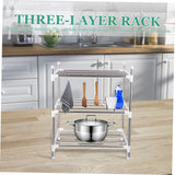 Garneck 1pc Kitchen Storage Rack Shelf for Kitchen Cabinets Steel Storage Countertop Shelf Organizer Three-Layer Shelf Cabinet Storage Shelf Rack Garneck