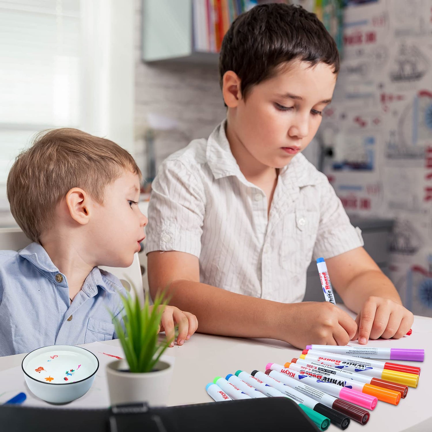 36 Pcs Magical Water Painting Pen with Spoon and Wipe, 12 Colors Magical Floating Ink Pen with Spoon Magical Doodle Drawing Pens Ceramic Painting Kit Teling