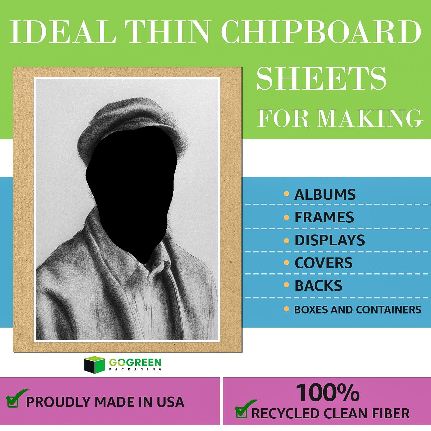  Reskid Chipboard Sheets 9 x 12 - 30 Point (0.03