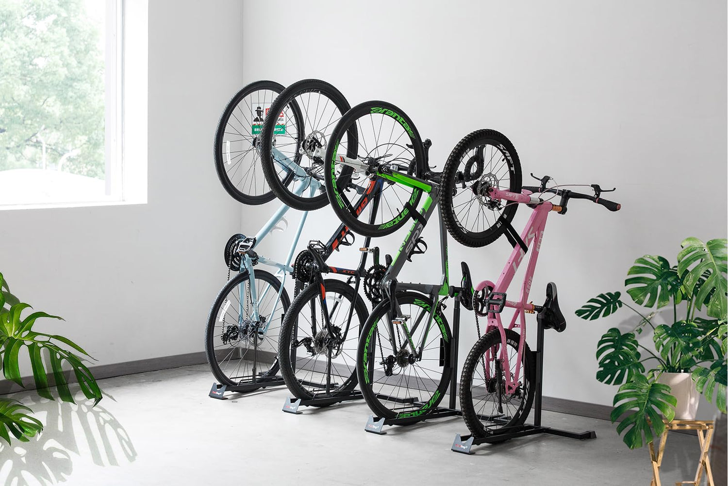 Bike Stand for Vertical and Horizontal Bike Storage,Upright Bicycle Stand Indoor,Standing Bike Rack for Garage Floor,Suit for MTB,Road Bike,Woman YueTong