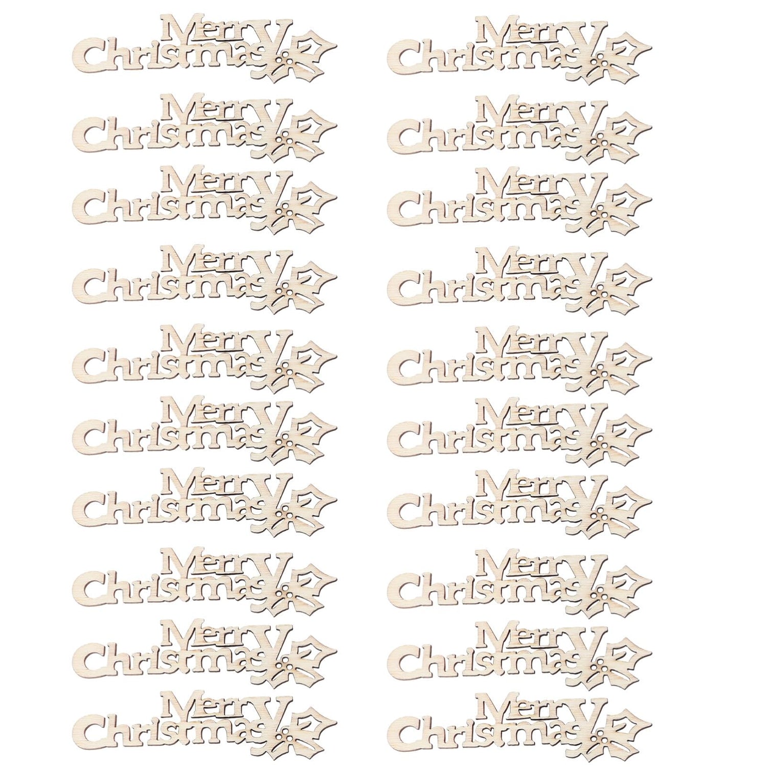 BESTOYARD 20pcs Merry Christmas Wooden Cutout Unfinished Wood Letter Piece Slice Embellishment for DIY Scrapbooking Xmas Sewing Crafts BESTOYARD