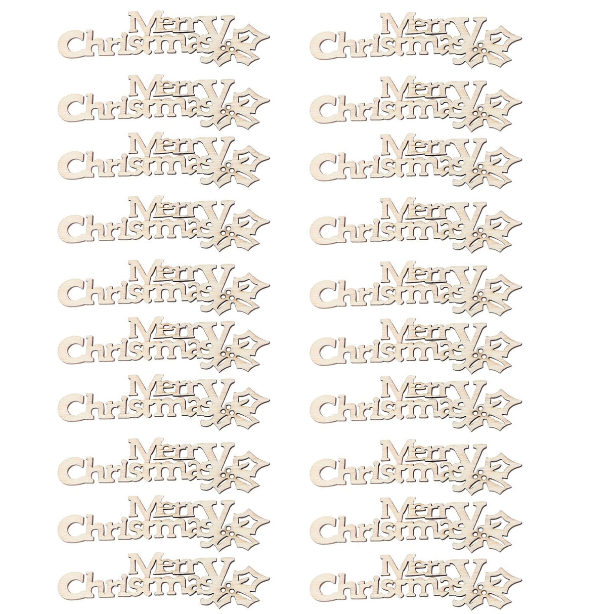 BESTOYARD 20pcs Merry Christmas Wooden Cutout Unfinished Wood Letter Piece Slice Embellishment for DIY Scrapbooking Xmas Sewing Crafts BESTOYARD