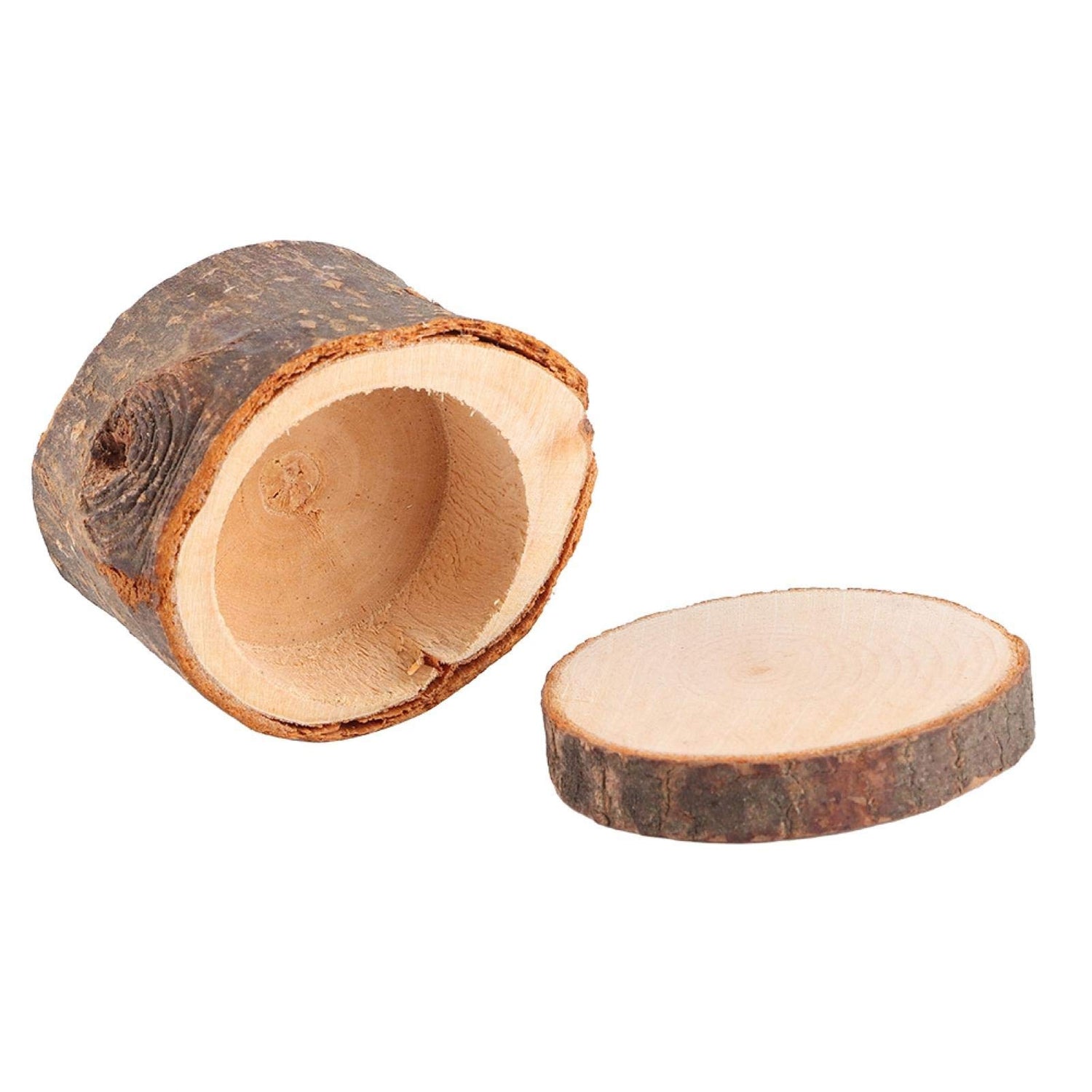 Tissting 3 Pcs Wooden Ring Box Small Round Unpainted Wooden Ring Case Natural DIY Wedding Ring Container Jewelry Trinket Bearer for Valentines Day Tissting