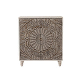 HOMPUS Accent Cabinet w Flower Pattern Doors & Shelf,Rustic Boho Decorative Cabinet w Wood Grain Finish,Buffet Sideboard Storage Cabinet,Coffee Bar HOMPUS