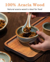 HOMKULA Solid Acacia Wood Serving Tray - 6 Pack, 14" x 5.5" Rectangular Wooden Serving Platter, Wood Boards for Food, Mini Cheese Board for HOMKULA