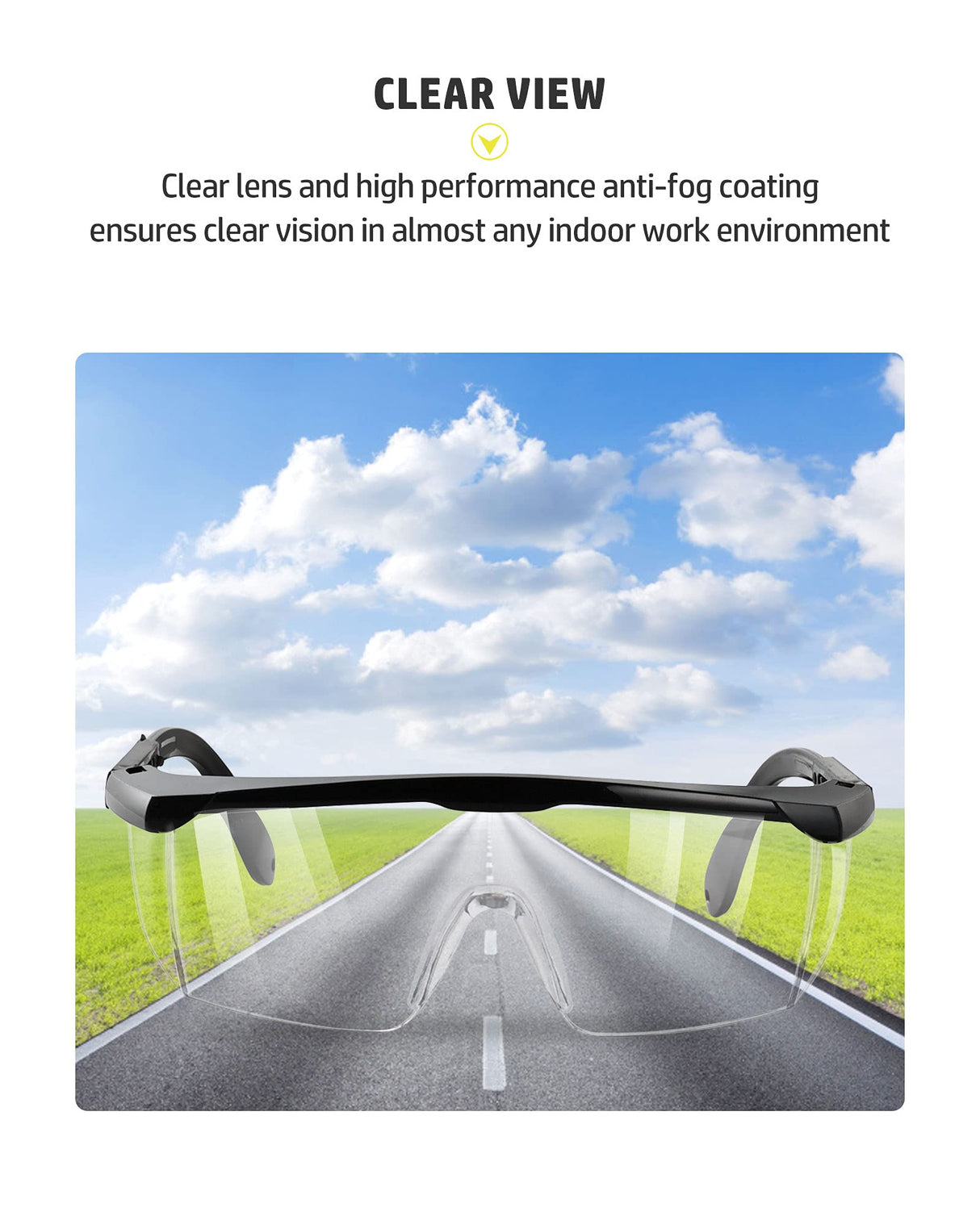 PACIFIC PPE 2 Pack Safety Glasses, Anti-fog, Scratch Resistant Clear Wraparound Lenses and No-Slip Grips, Adjustable, Lab Goggles PACIFIC PPE