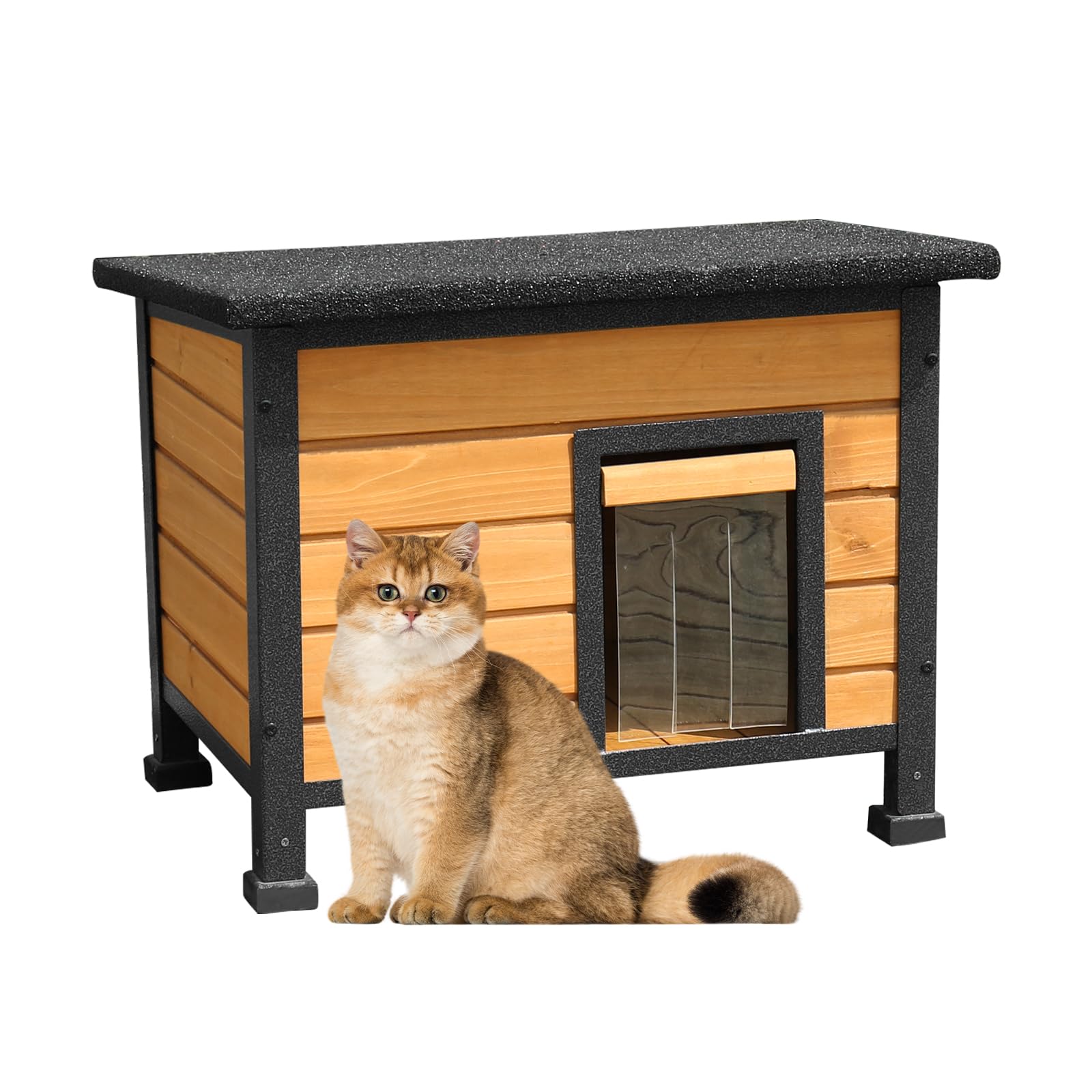 X-ZONE-PET Outdoor Cat House for Cats, Rainproof Outside Kitty House, Wooden Kitten Condo, Waterproof Roof, Indoor and Outdoor use for Cat,Dog,Rabbit - WoodArtSupply