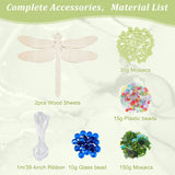 WEBEEDY Make 2 Dragonfly Glass Mosaic Kit Creativity DIY Mosaic Glass Kit for Kids Adults Include Glass Mosaic Tiles, Wooden Chips, Ribbon WEBEEDY