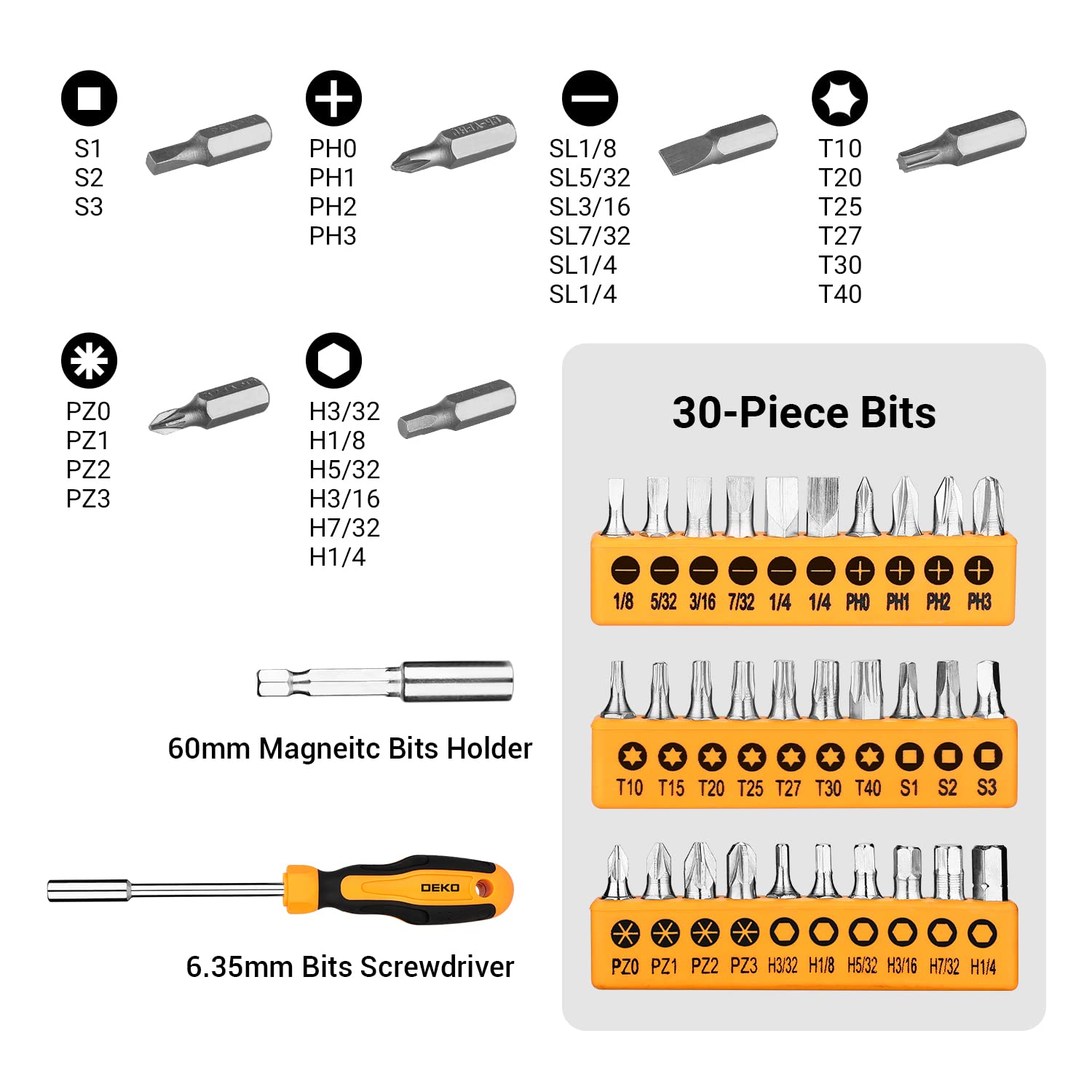 DEKOPRO General Household Hand Tool Kit with Plastic Toolbox Storage Case, All Purpose Home Tool Kit Includes Essential Tools for Office College - WoodArtSupply