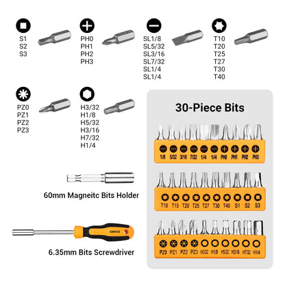 DEKOPRO General Household Hand Tool Kit with Plastic Toolbox Storage Case, All Purpose Home Tool Kit Includes Essential Tools for Office College - WoodArtSupply