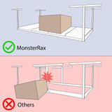MonsterRax Overhead Garage Storage Rack - 4 x 8 Ceiling Shelving, Adjustable Hanging Storage, Color: White, 24"-45" Ceiling Drop MonsterRAX Storage Solutions