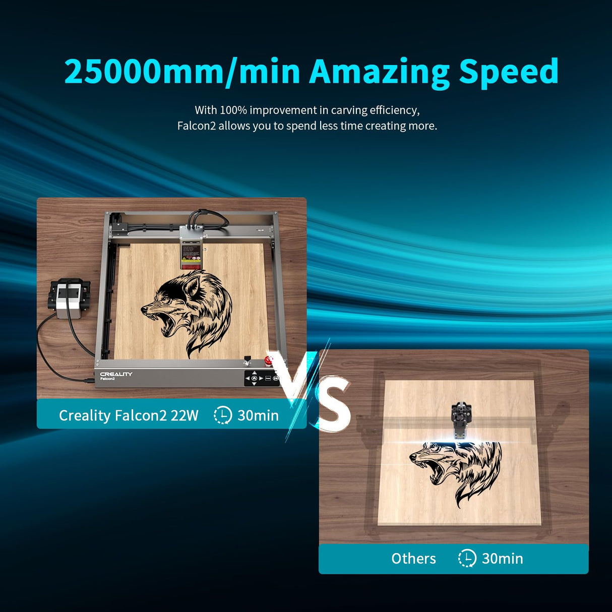Official Creality Falcon 2 Laser Engraver, 22W Output Laser Cutter DIY Laser Engraving Machine, 25000mm/min Speed Integrated Air Assist Pre-Assembled Creality