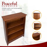 3-Tier Adjustable Wooden Bookcase in Cherry - Versatile Storage for Any Space Peaceful Classics