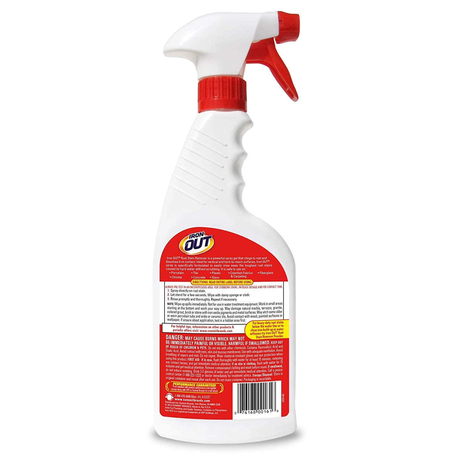 Iron OUT Spray Gel Rust Stain Remover, Remove and Prevent Rust Stains in Bathrooms, Kitchens, Appliances, Laundry, Outdoors, 16 Ounce OUT