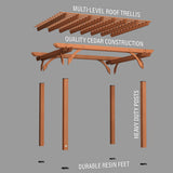 Backyard Discovery 12' by 10' Cedar Wood Pergola, Wind Secure, Strong, Quality Made, Rot Resistant, Concrete Anchors, Spacious for Outdoor Patio, Backyard Discovery
