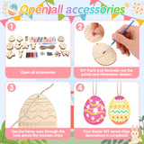 Sublaga 301 PCS Easter Wooden Hanging Ornaments Unfinished Wood Slices Eggs Easter Crafts for Kids DIY Easter Decorations Party Supplies Decor (301) Sublaga